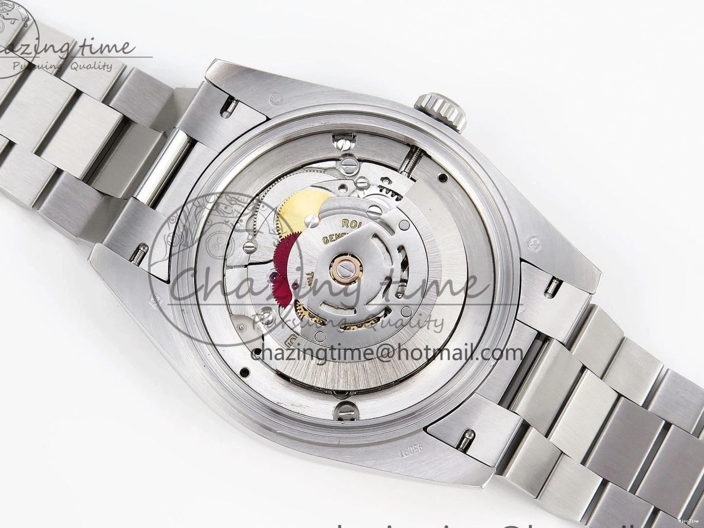 MiroTime 0523 QuickDry DayDate 40 SS GSF Gain Weight Blue Roman Dial Diamonds Bezel on President Bracelet A 1917